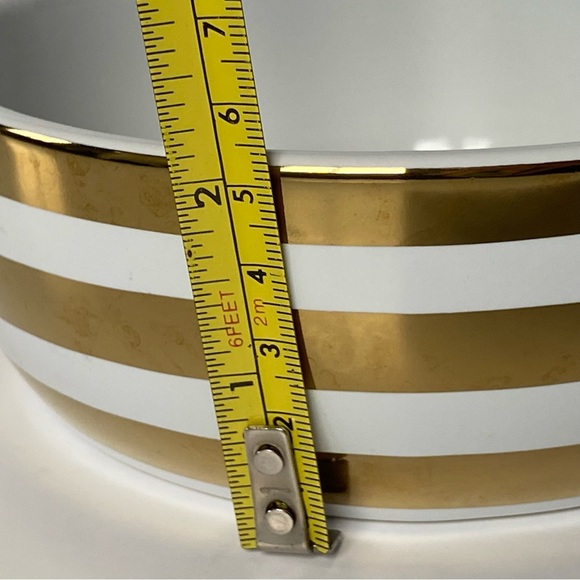 Top Paw Dog Bowl White With Gold Stripes EmbossedPaw Print Inside Ceramic EUC - Picture 5 of 12